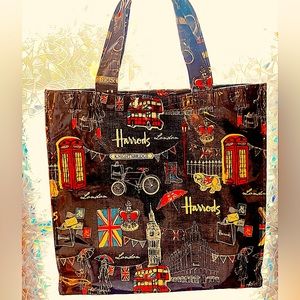Harrods Vintage Vinyl Tote Bag